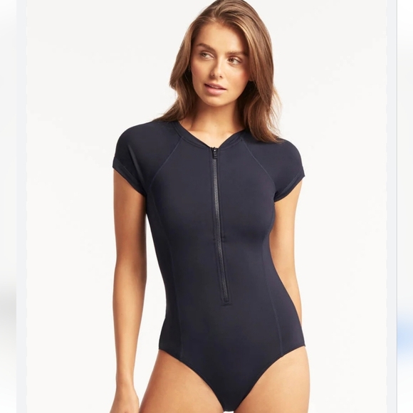 SEA LEVEL SWIM.AUSTRALIA.  ONEPIECE. NWT NIGHT SKY BLUE. SZ 14. - Picture 1 of 11